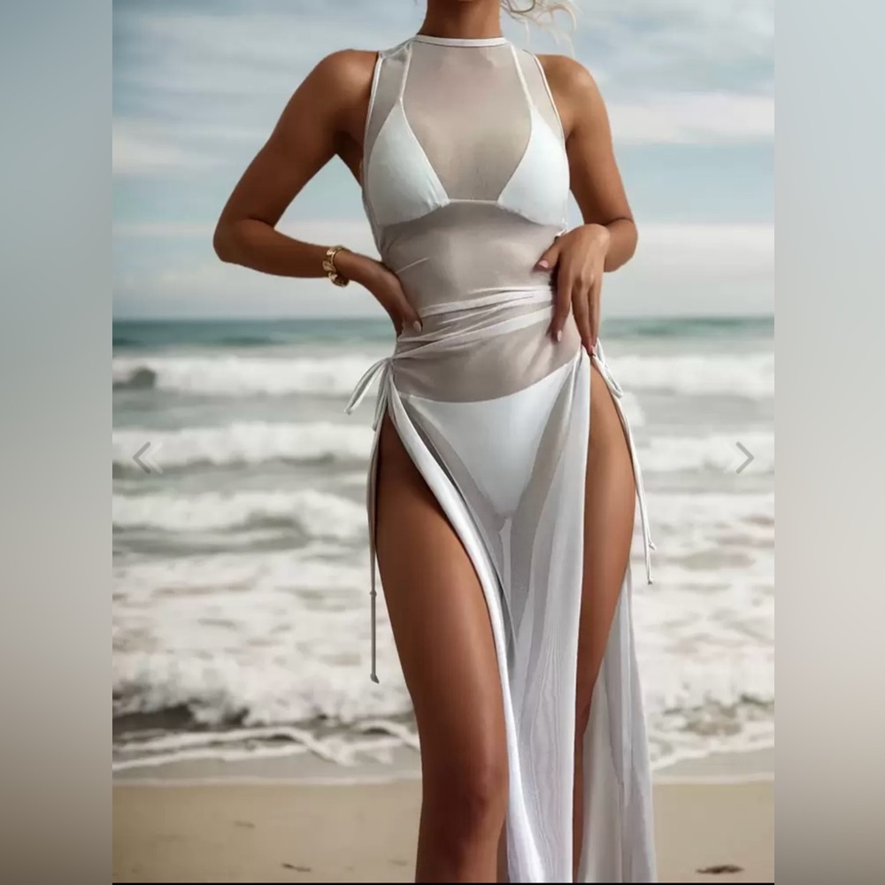 Solid Lace-Up Cover Up….Sz: Medium…Color: White